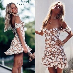 For Love And Lemons Amelia White Floral Mini Dress